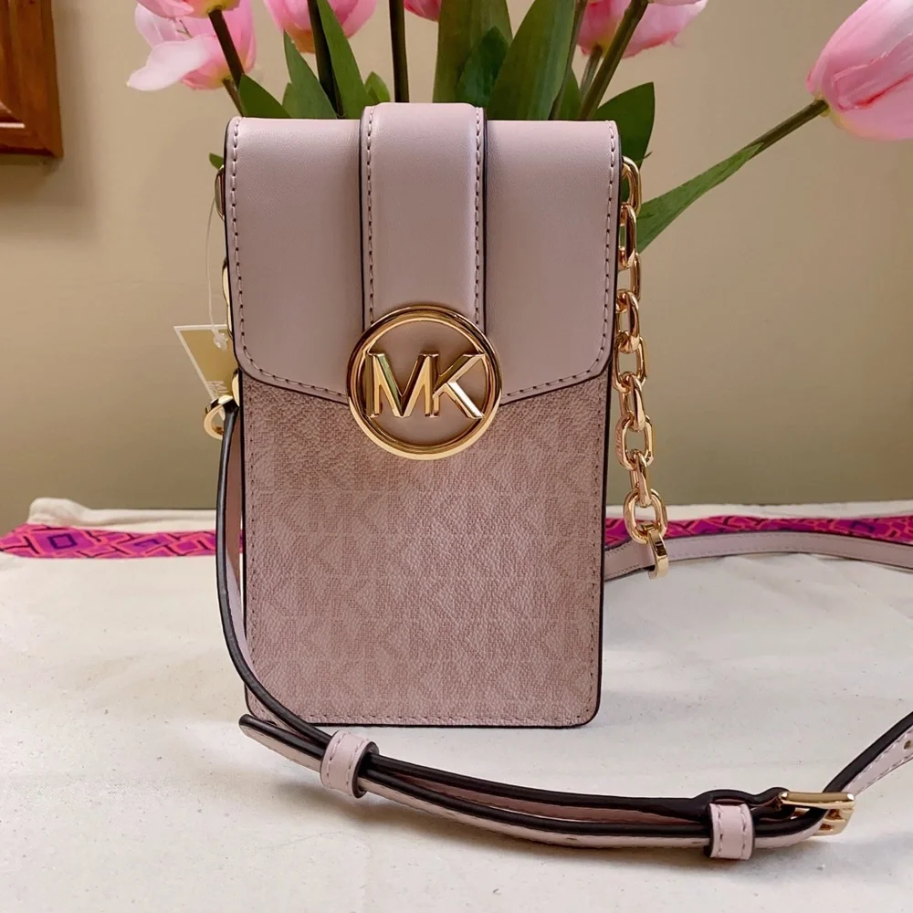 Michael Kors Carmen Phone Crossbody Bag in blush pink - Picture 1 of 7